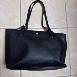 Tory Burch Emerson Black Leather Tote